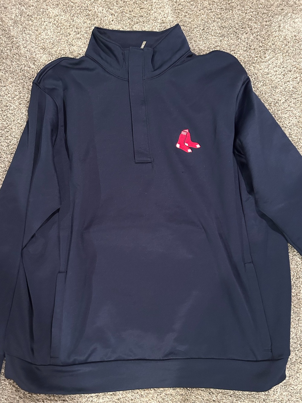 Men's Navy Quarter-Zip Pullover with Red Sox Logo